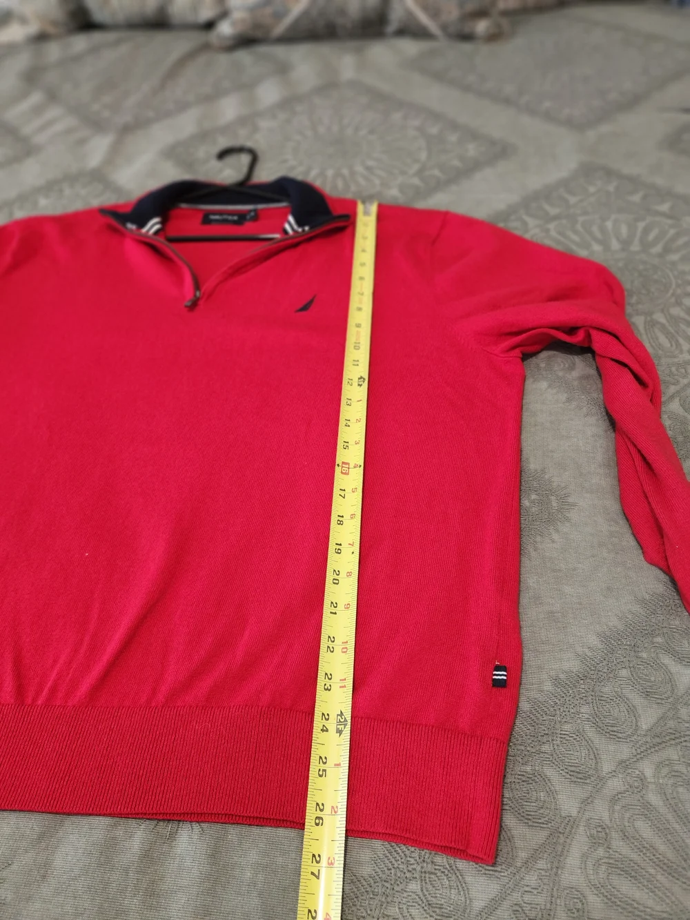 Nautica Men's Bright Red Half-Zip Sweater